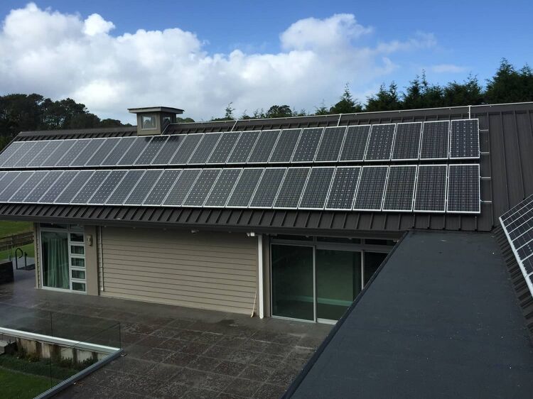 Solar panels installed on the roof of a residential property.